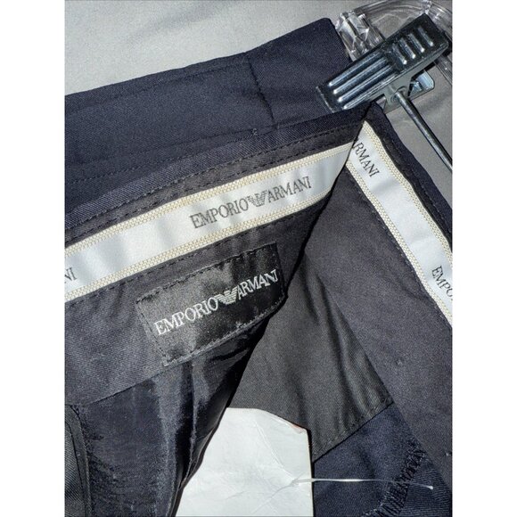 Emporio Armani Pants Womens 40 US size 6 Wool Blend Navy Blue Lowrise Slacks - Picture 3 of 12